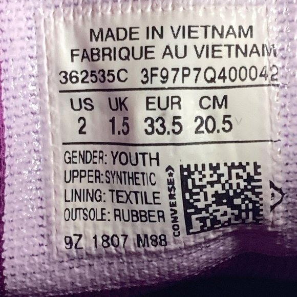 Converse One Star Athletic Sneakers 362535C Shoes Synthetic Purple Youth 2 - Picture 9 of 9